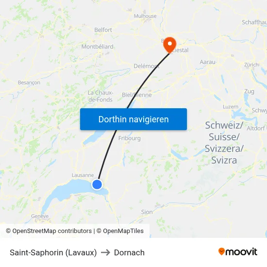 Saint-Saphorin (Lavaux) to Dornach map