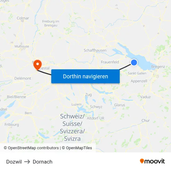 Dozwil to Dornach map