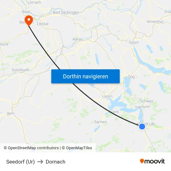 Seedorf (Ur) to Dornach map