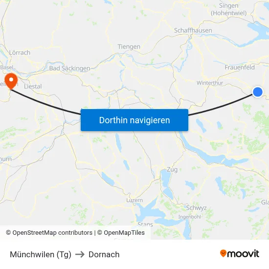 Münchwilen (Tg) to Dornach map