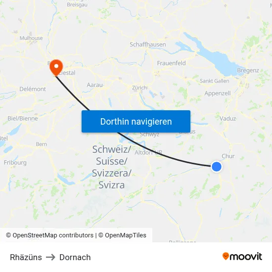 Rhäzüns to Dornach map