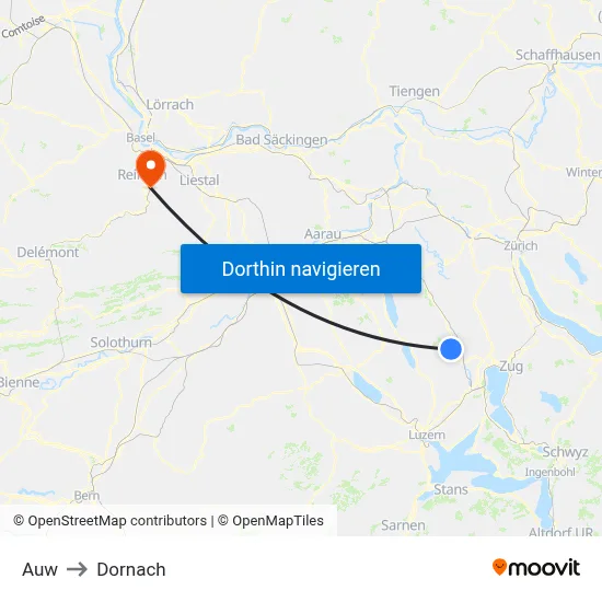 Auw to Dornach map