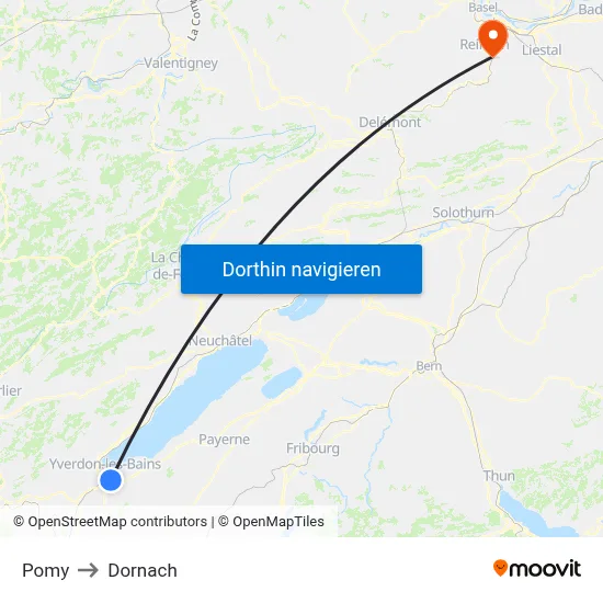 Pomy to Dornach map