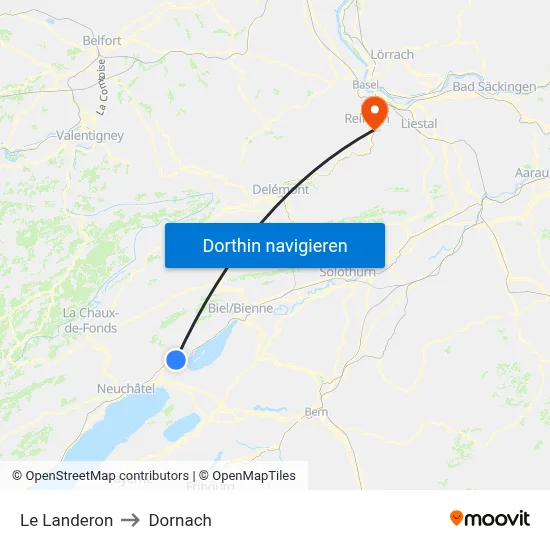 Le Landeron to Dornach map