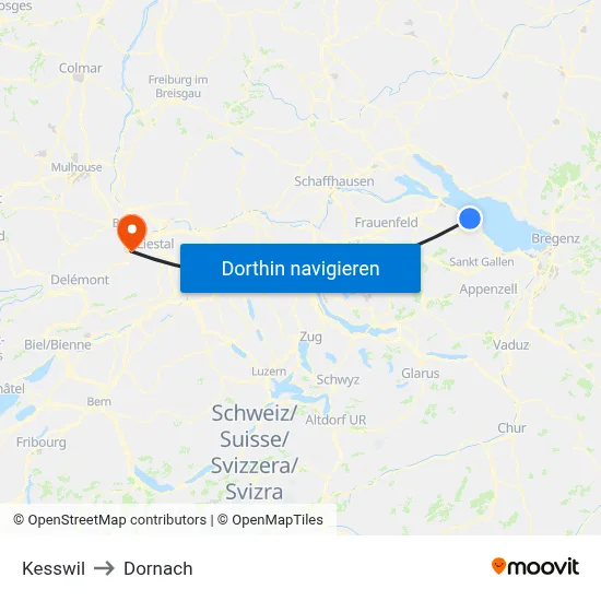 Kesswil to Dornach map