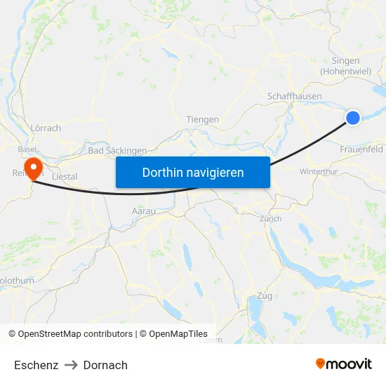 Eschenz to Dornach map