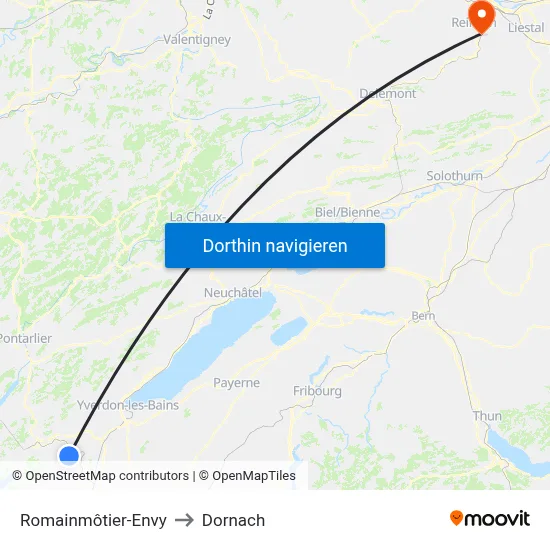 Romainmôtier-Envy to Dornach map
