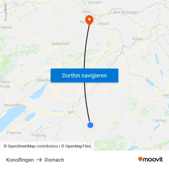 Konolfingen to Dornach map