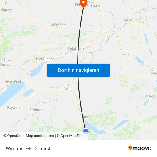 Wimmis to Dornach map