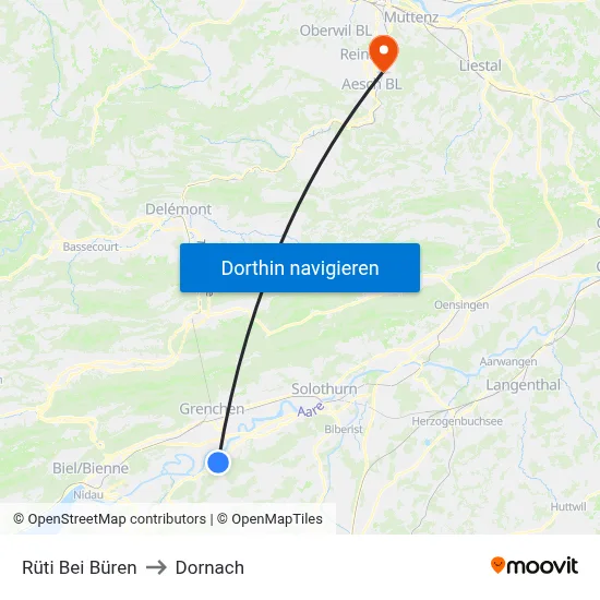 Rüti Bei Büren to Dornach map