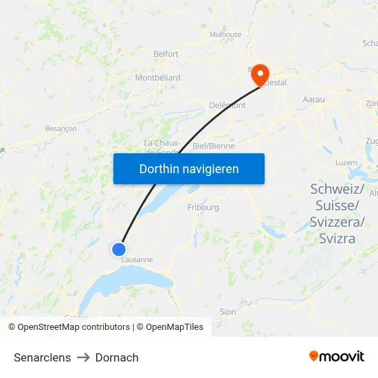 Senarclens to Dornach map