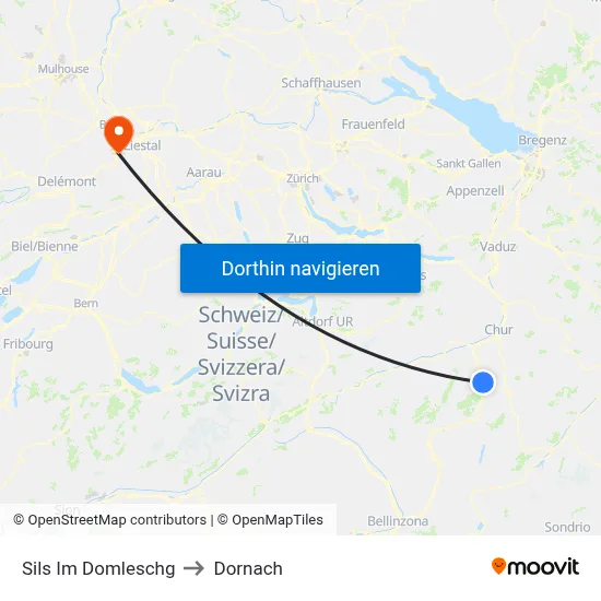 Sils Im Domleschg to Dornach map