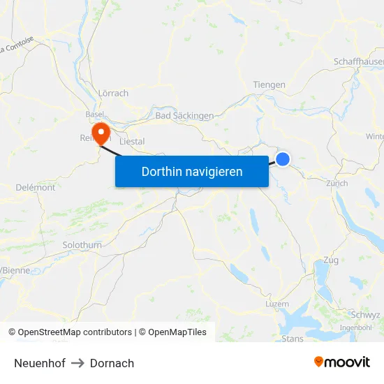 Neuenhof to Dornach map