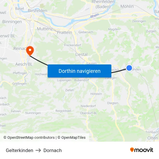 Gelterkinden to Dornach map