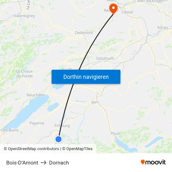 Bois-D’Amont to Dornach map