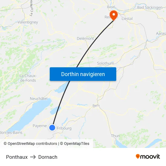 Ponthaux to Dornach map