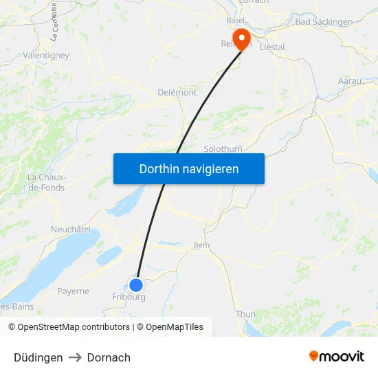 Düdingen to Dornach map