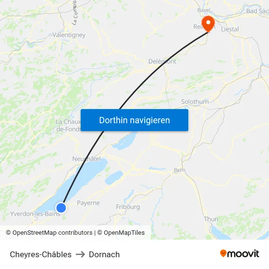 Cheyres-Châbles to Dornach map
