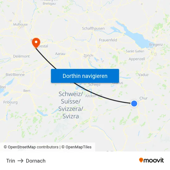 Trin to Dornach map