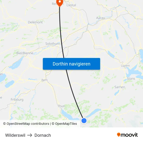 Wilderswil to Dornach map