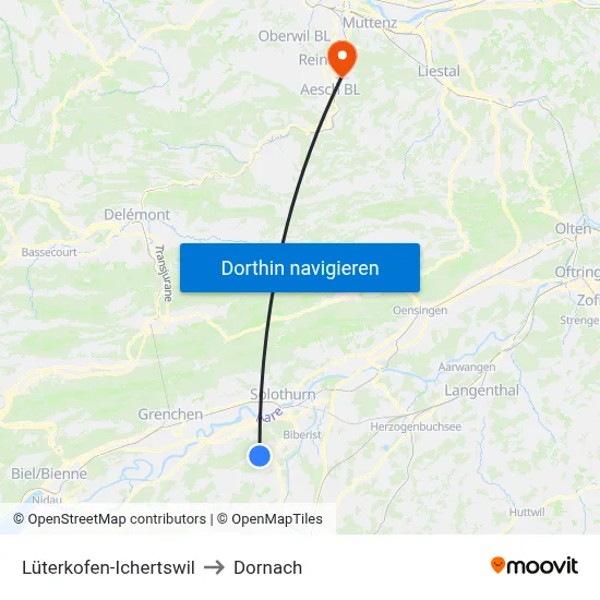 Lüterkofen-Ichertswil to Dornach map