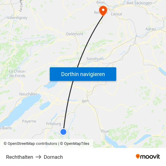 Rechthalten to Dornach map