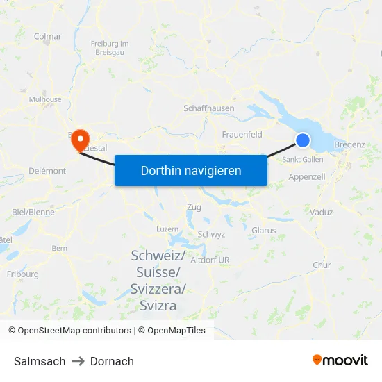 Salmsach to Dornach map