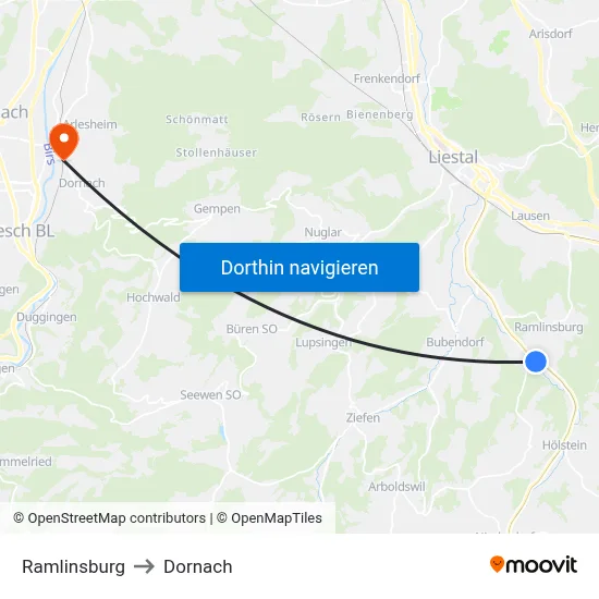 Ramlinsburg to Dornach map