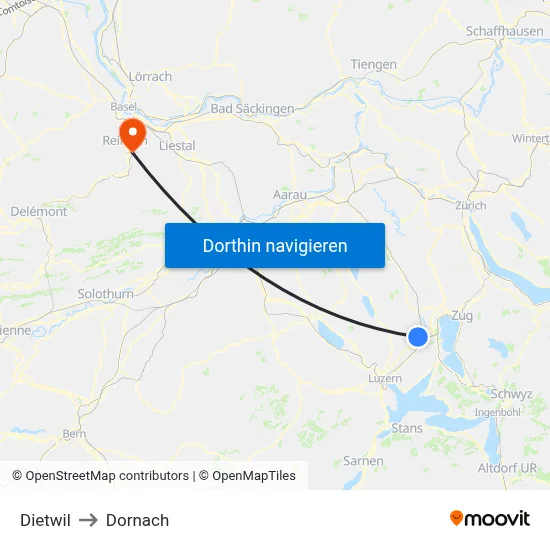 Dietwil to Dornach map
