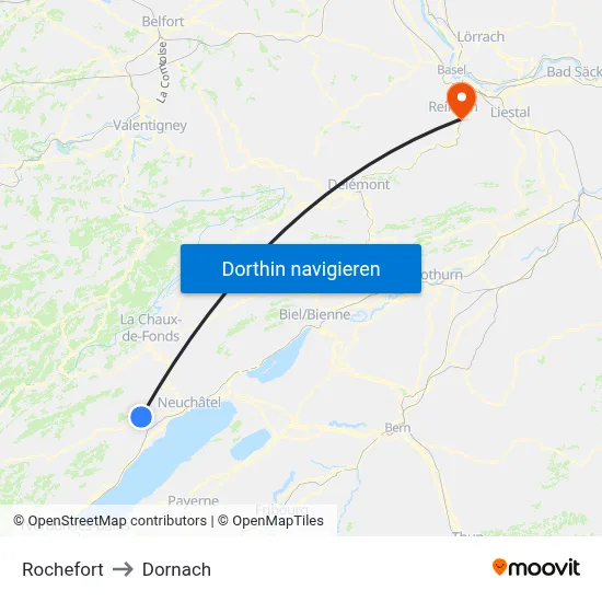 Rochefort to Dornach map