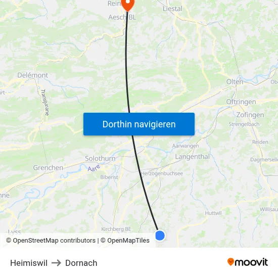 Heimiswil to Dornach map