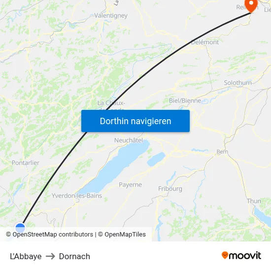 L'Abbaye to Dornach map