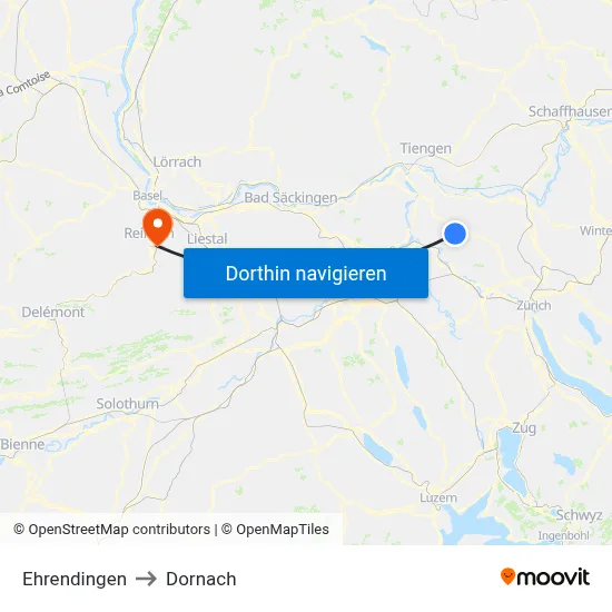 Ehrendingen to Dornach map