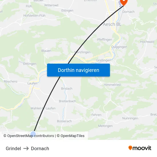 Grindel to Dornach map
