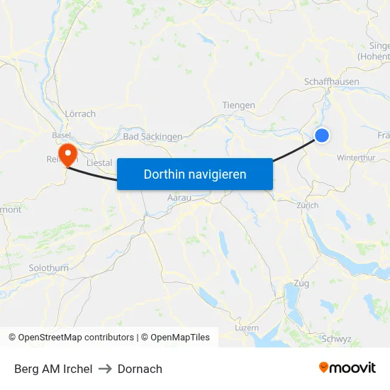 Berg AM Irchel to Dornach map