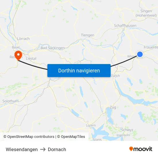 Wiesendangen to Dornach map