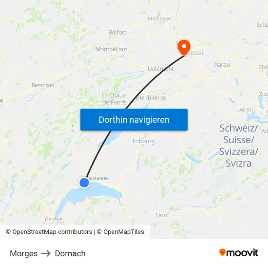 Morges to Dornach map