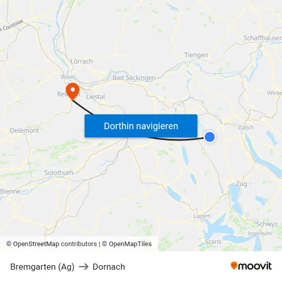 Bremgarten (Ag) to Dornach map