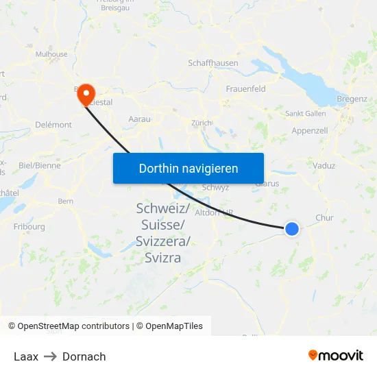 Laax to Dornach map