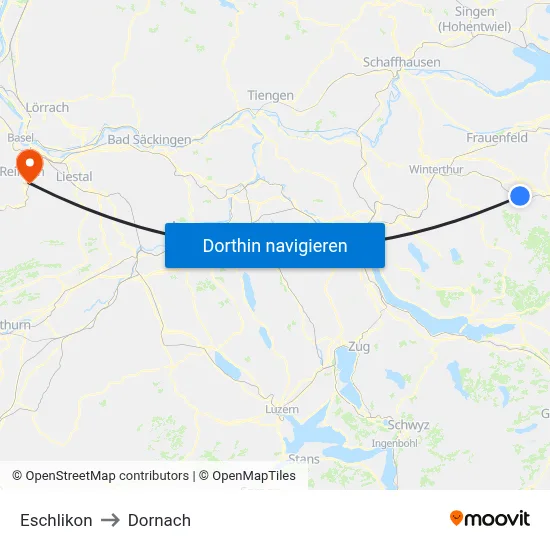 Eschlikon to Dornach map