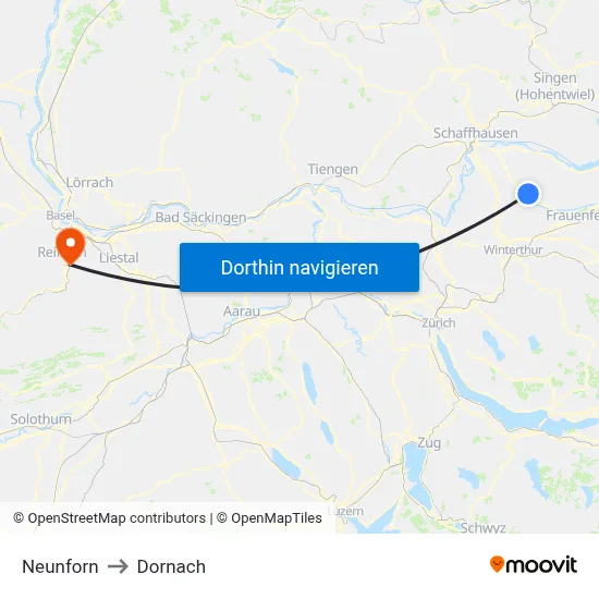 Neunforn to Dornach map