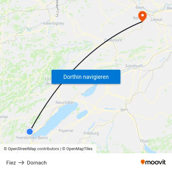 Fiez to Dornach map