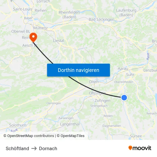 Schöftland to Dornach map