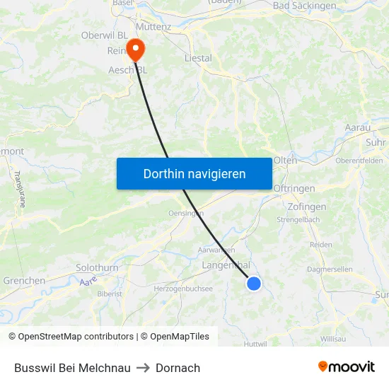 Busswil Bei Melchnau to Dornach map