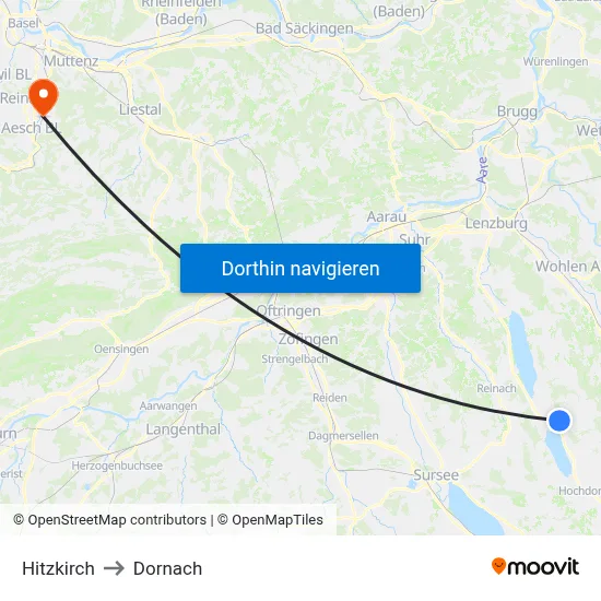 Hitzkirch to Dornach map