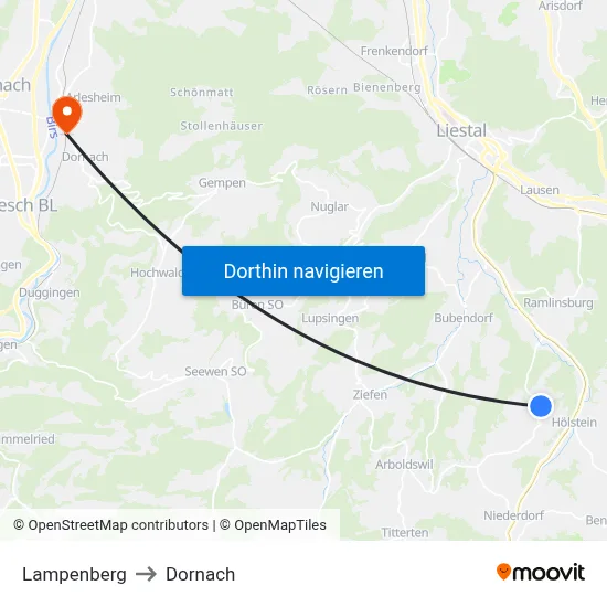 Lampenberg to Dornach map