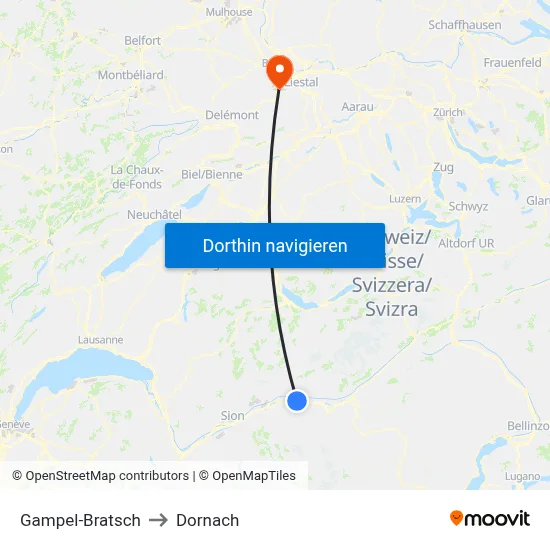 Gampel-Bratsch to Dornach map