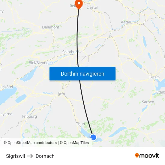 Sigriswil to Dornach map