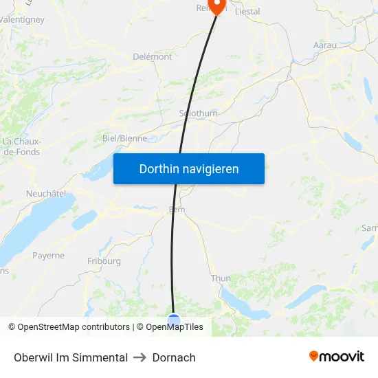 Oberwil Im Simmental to Dornach map