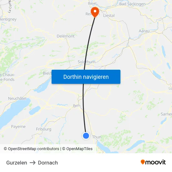 Gurzelen to Dornach map